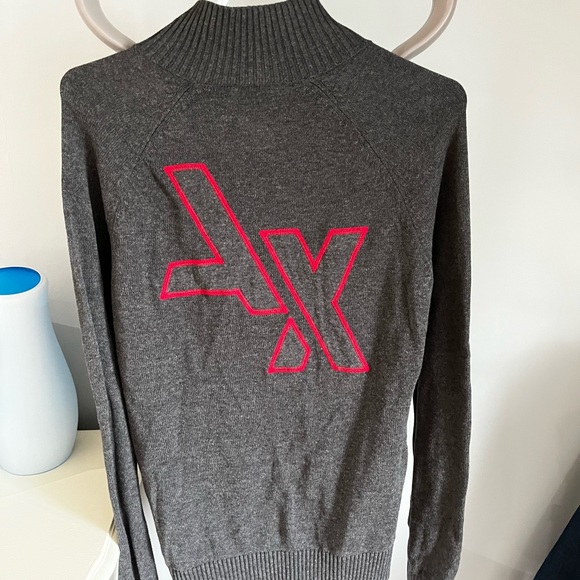 Armani Exchange knit zip-up sweater- grey and red logo - small - Picture 8 of 9